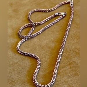 Rose Gold Silver Necklace and Bracelet Set